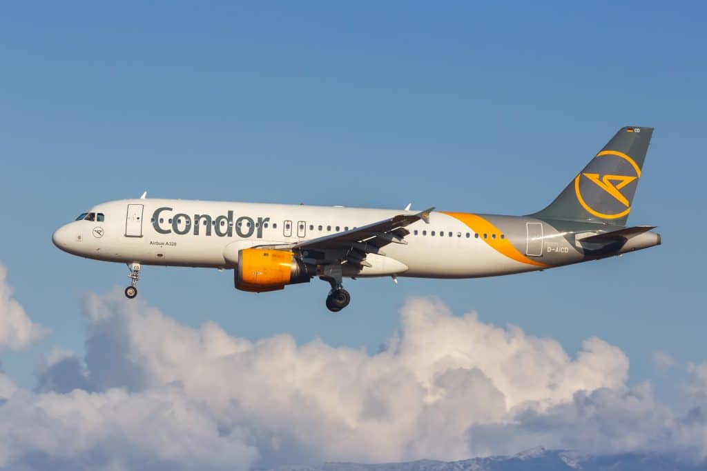 Condor-vliegtuig in aanvlucht