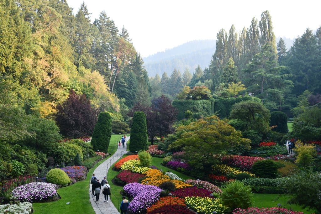 Wandelpad door Butchart Gardens in Victoria BC