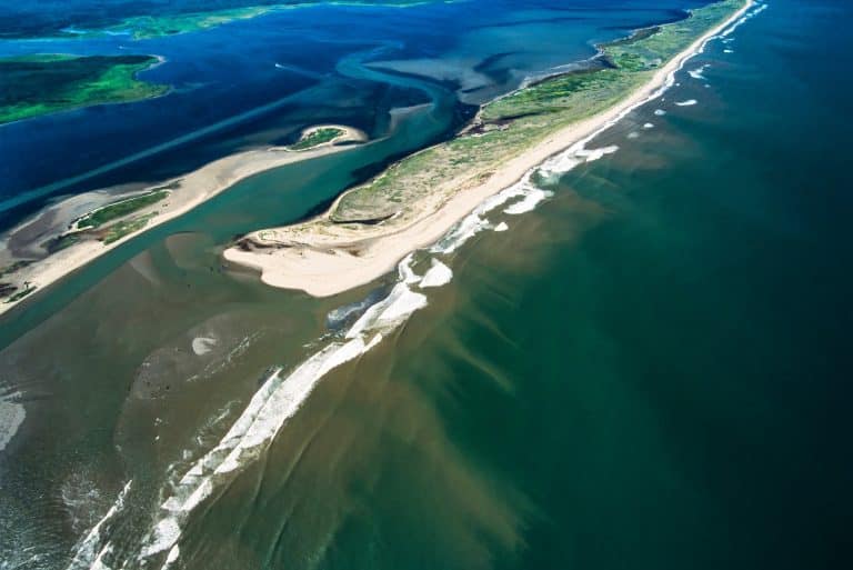 Atlantisch Canada NB Kouchibouguac National Park luchtfoto van zandbank en kustlijn