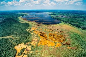Centraal Canada MB Riding Mountain National Park luchtfoto meren en bossen