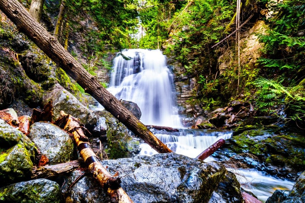 Centraal Canada MB Whiteshell Provincial Park waterval in bos