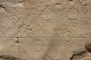 Rotstekeningen in Writing-on-Stone Provincial Park in Alberta