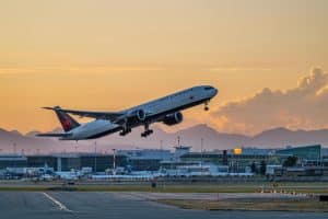 Air Canada vliegtuig stijgt op bij Vancouver Airport