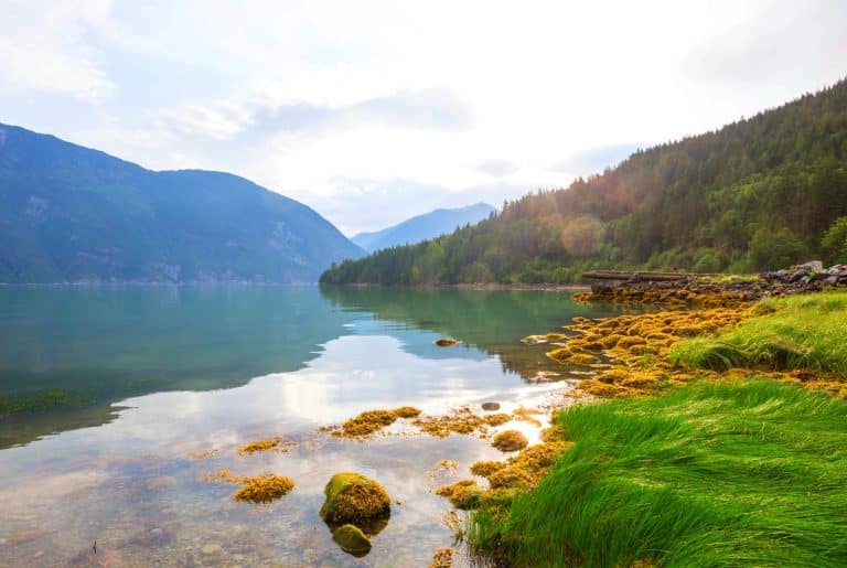 West Canada BC Bella Coola fjord met bergen en kustlijn