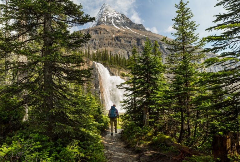 West Canada BC Mount Robson Provincial Park wandelpad naar waterval