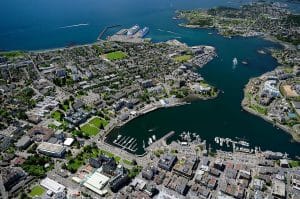 West Canada BC Victoria luchtfoto binnenhaven en stad
