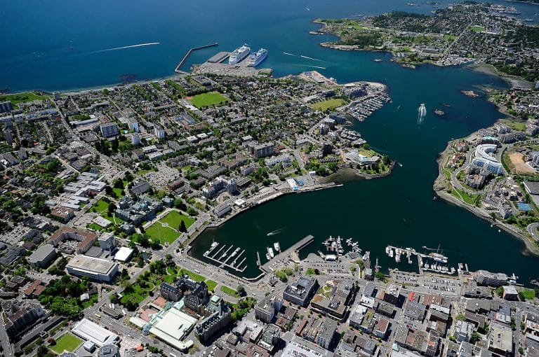 West Canada BC Victoria luchtfoto binnenhaven en stad