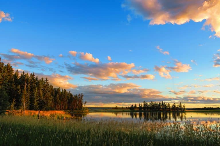 West Canada BC Williams Lake zonsondergang aan het meer