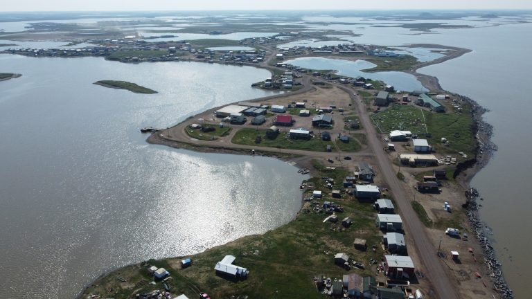 Yukon Noord Canada NT Tuktoyaktuk luchtfoto dorp kust