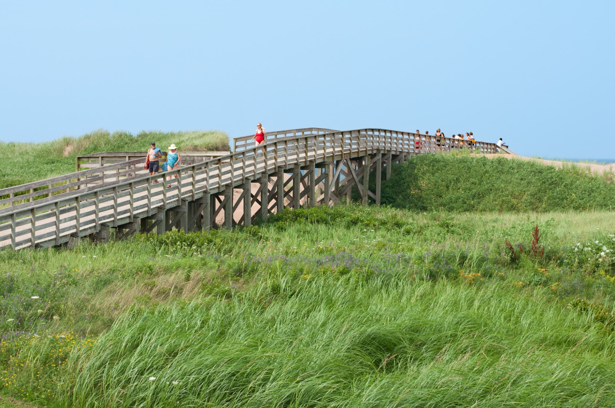 Atlantisch Canada Prince Edward Island Cavendish houten boardwalk door duinen