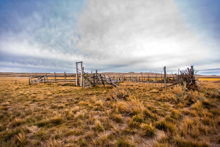 West Canada SK Grasslands National Park houten omheining op de prairie