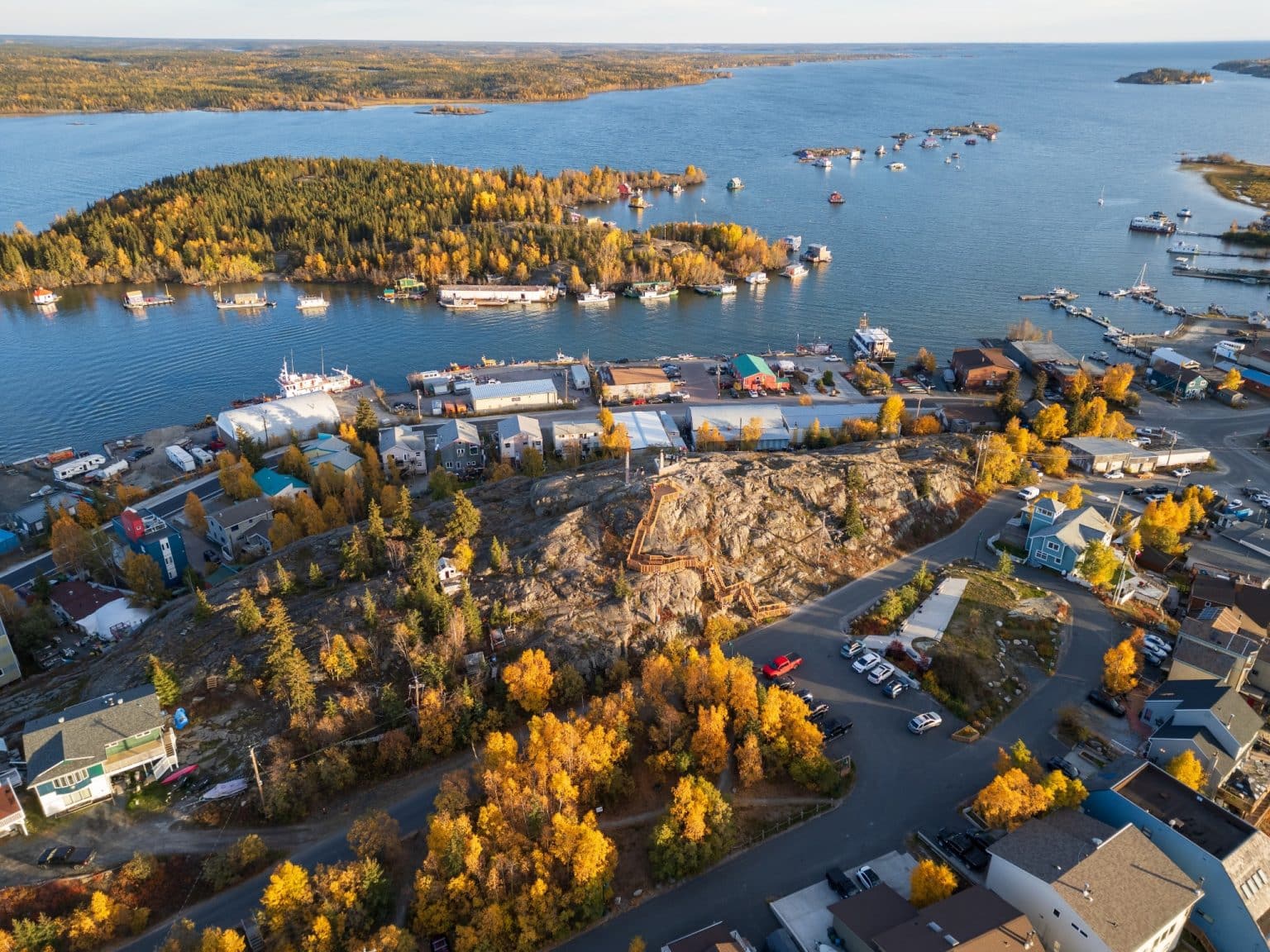 Yukon Noord Canada NT Yellowknife luchtfoto haven en eilanden