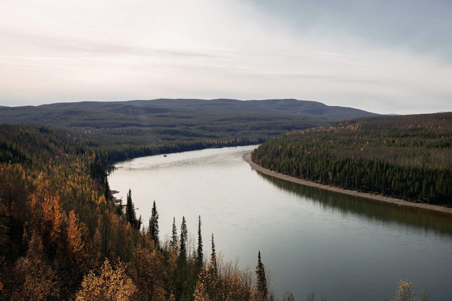Yukon Watson Lake rivier door boslandschap