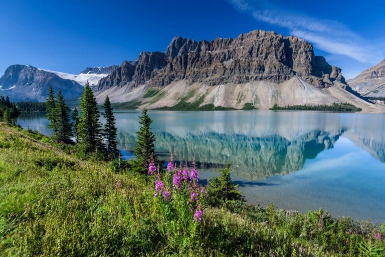 West Canada AB Banff National Park Bow Lake en Crowfoot Mountain