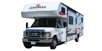 Vrijstaand aanzicht van de MHX Maxi Plus motorhome in Canada